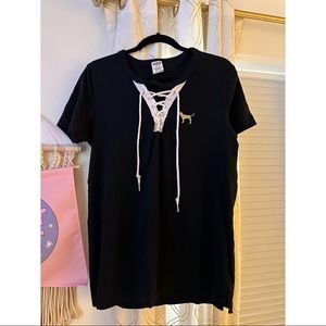 PINK Lace Up T- Shirt